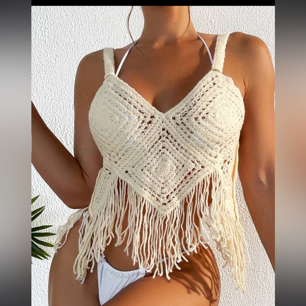 Zara Crochet Fringe Top